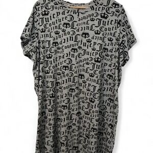 Juicy Couture T-Shirt Dress Womens 1X Gray Black Logo Crown Sleepwear